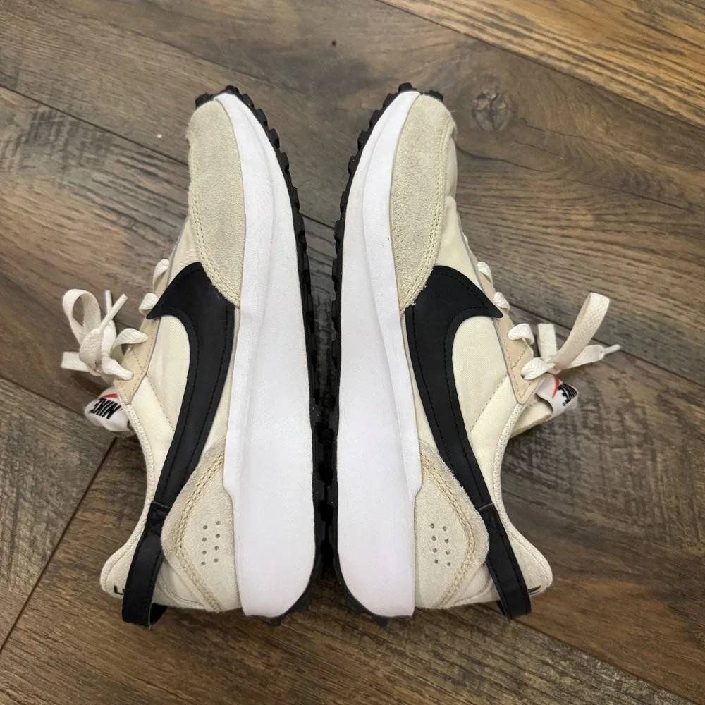 Nike Waffle Debut Sail Ivory Black Womens 5.5 Running Shoes Athletic Sneaker